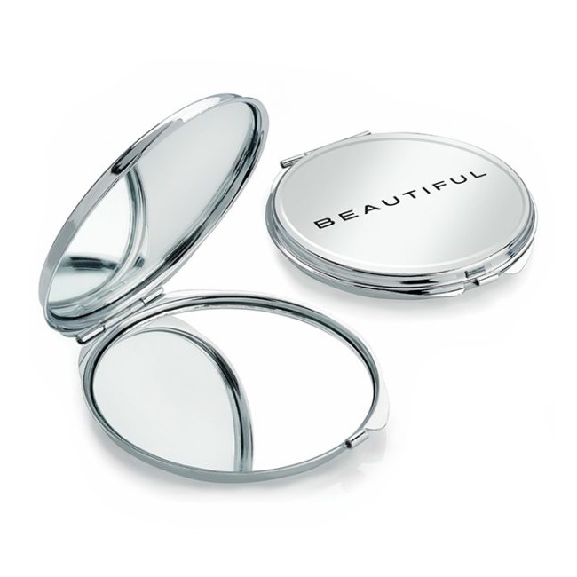 Silver Coloured Compact Mirror Style